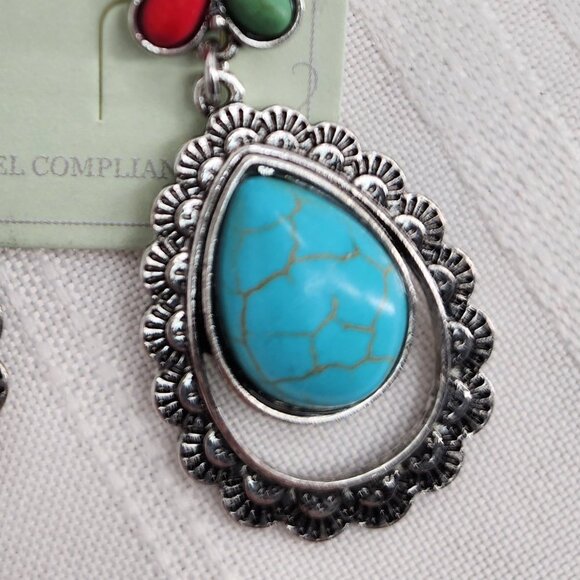 ICON Multi Color Western Teardrop Earrings NWT - Picture 4 of 5